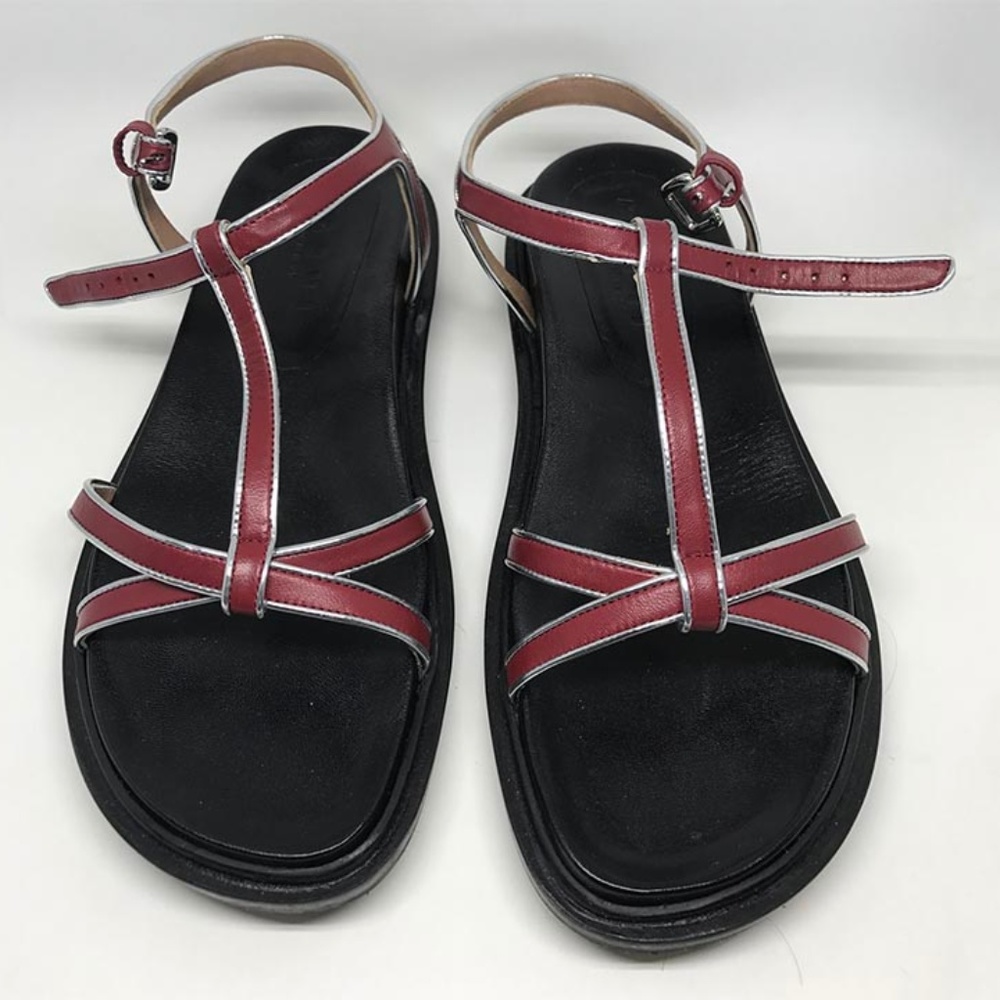 Marni Fussbett Black Cherry and Silver sandals